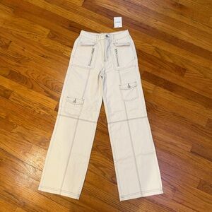 Forever 21 Cream High-Waisted Pants